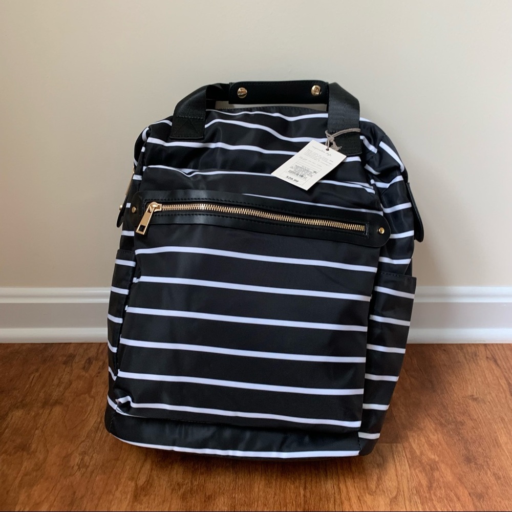 A new Day Backpack - Black/White Stripes